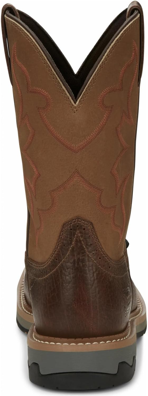 Мужские ботинки Justin Men's Boot Barn Carbide Western Work с композитным носком - Mj2202, коричневый — фото 4