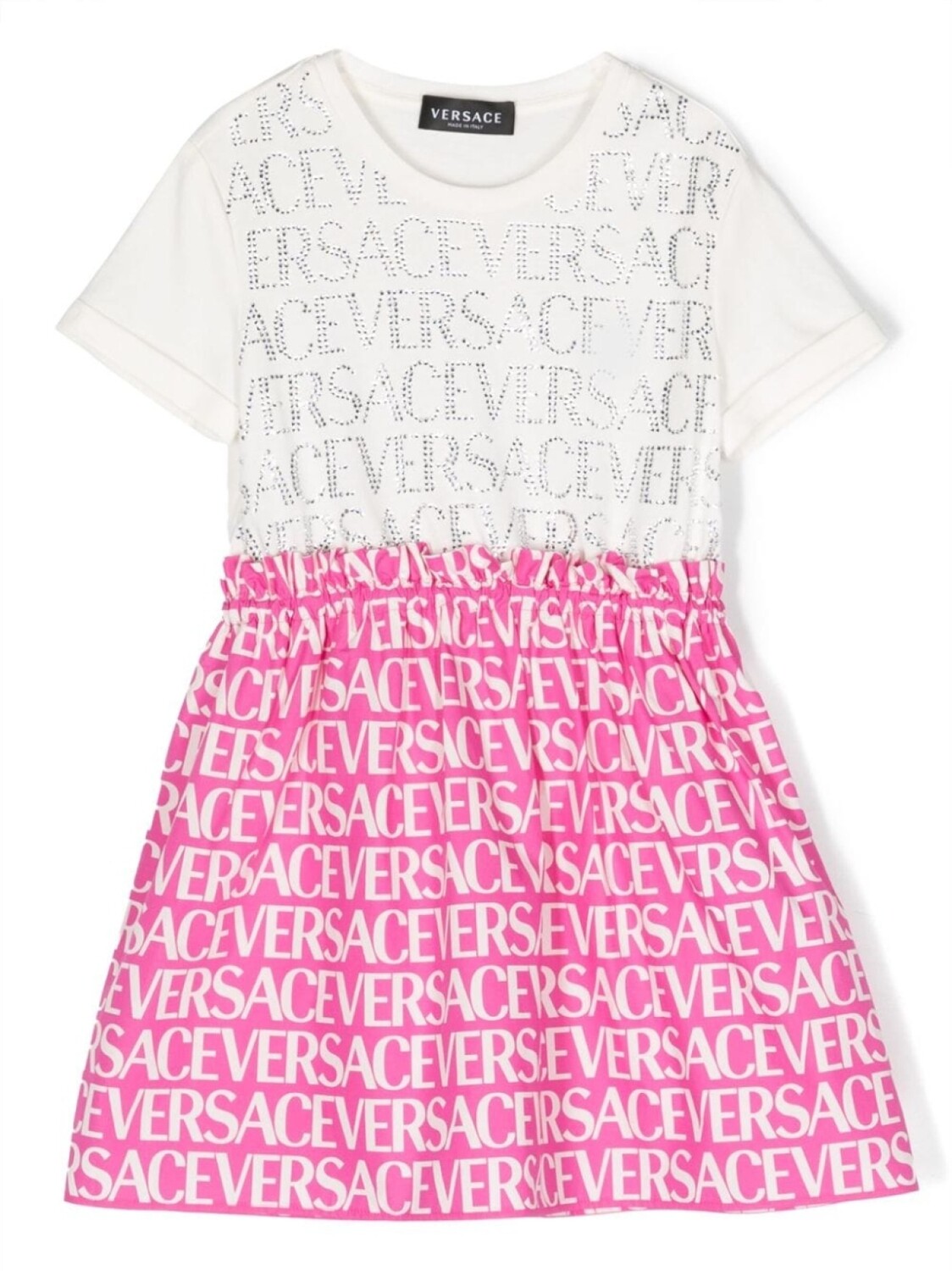 

Versace Kids платье с кристаллами и логотипом, белый