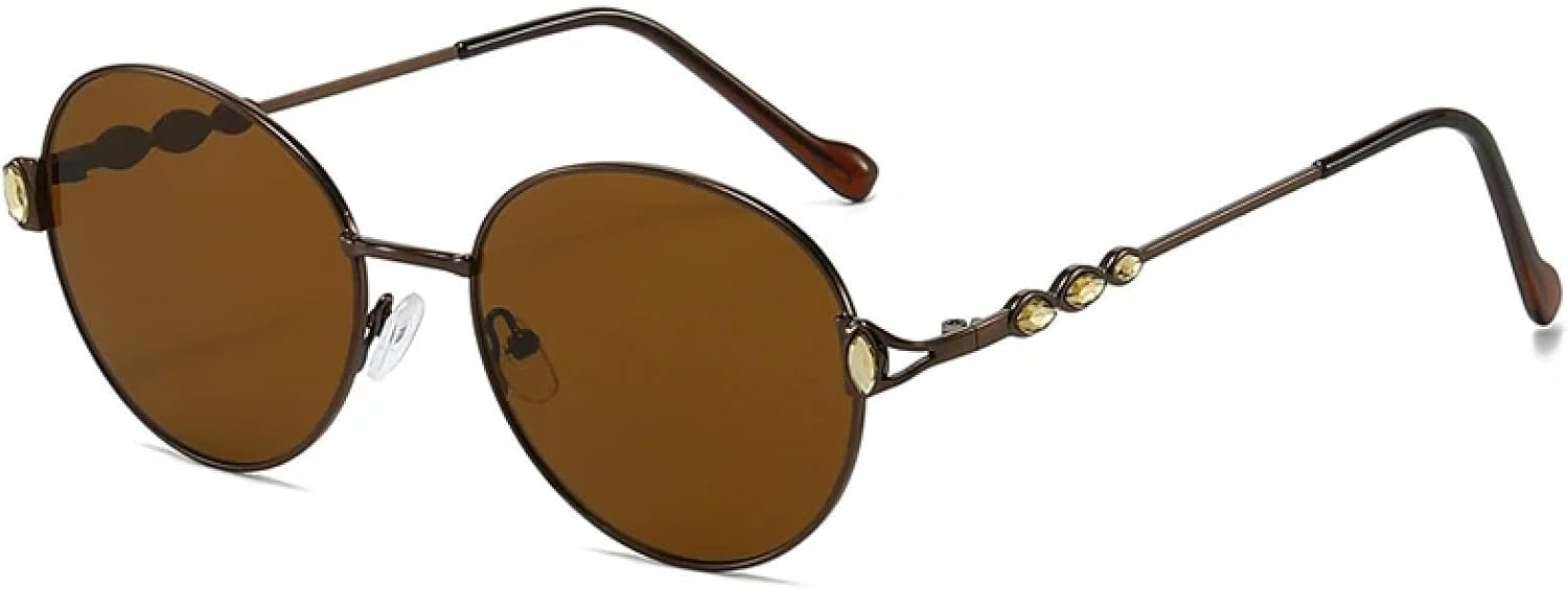 

Модные роскошные винтажные солнцезащитные очки для женщин, лучи, стразы, для путешествий, вечеринок, отдыха на природе, овальные, с бриллиантами, стильные очки TKKTLLT, Brown Brown