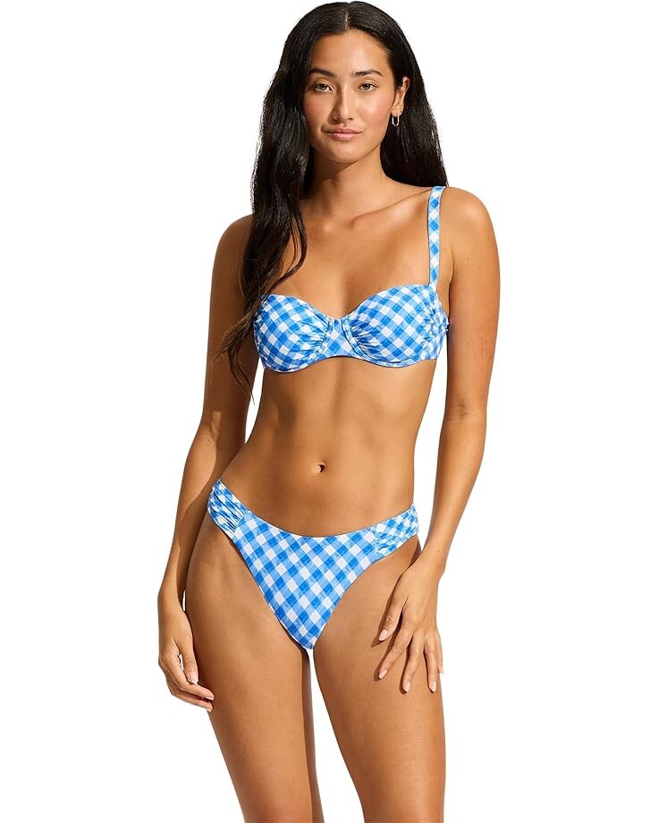 

Бюстгальтер Seafolly Ciao Bella Check Ruched Underwire Bra, цвет Azure