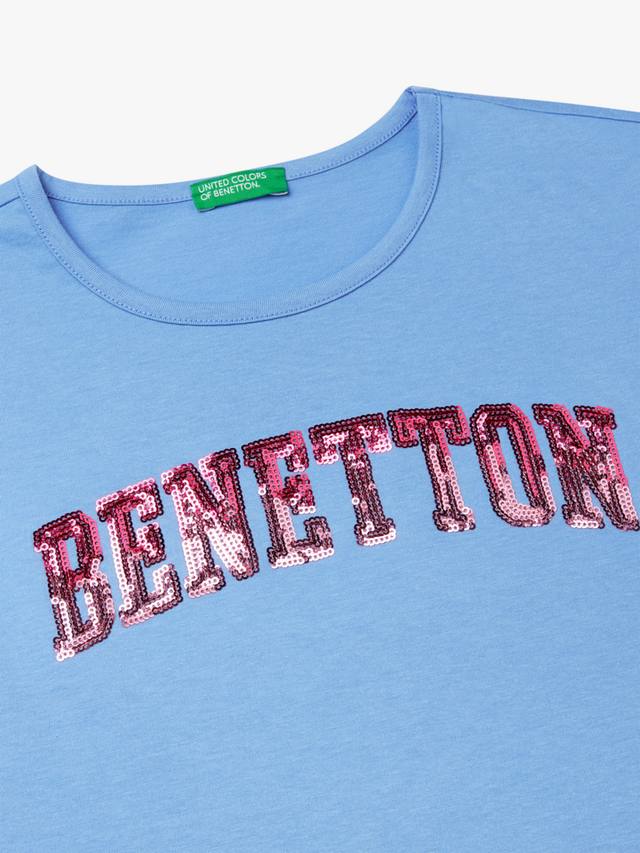 Детская футболка без рукавов с блестками и вышивкой Benetton, Periwinkle — фото 3