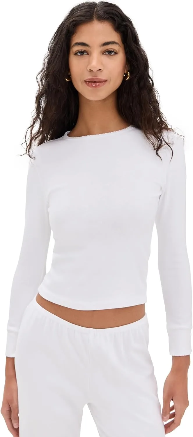 

DONNI. Женская футболка с длинным рукавом и рифленым краем