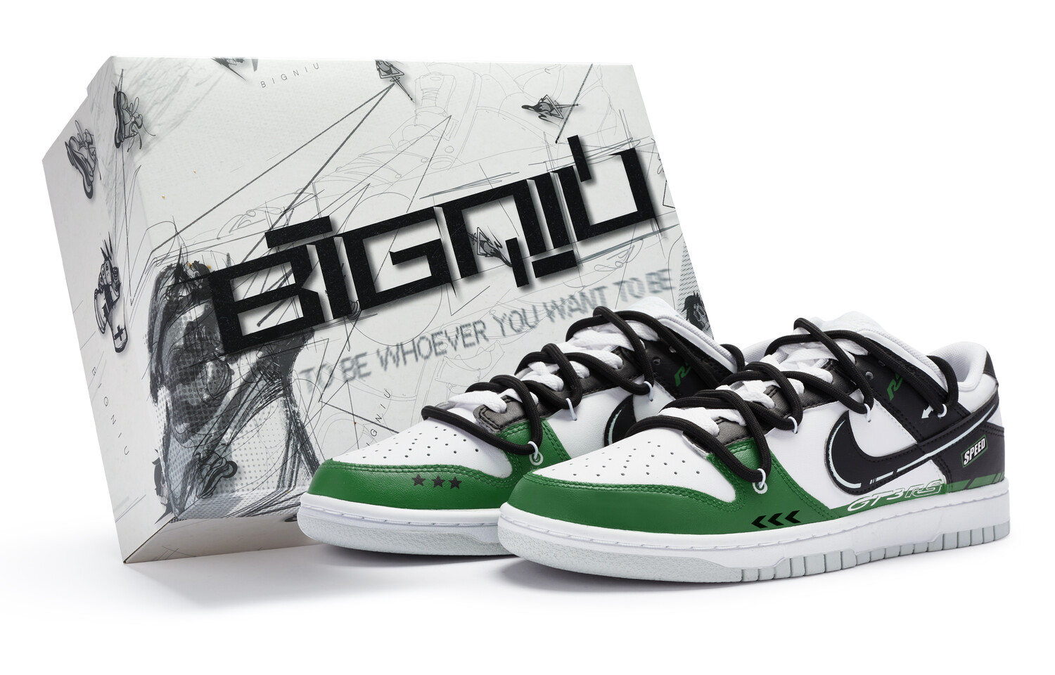 

Кроссовки Nike Dunk Skateboard Shoes Men Low-Top Black/Green