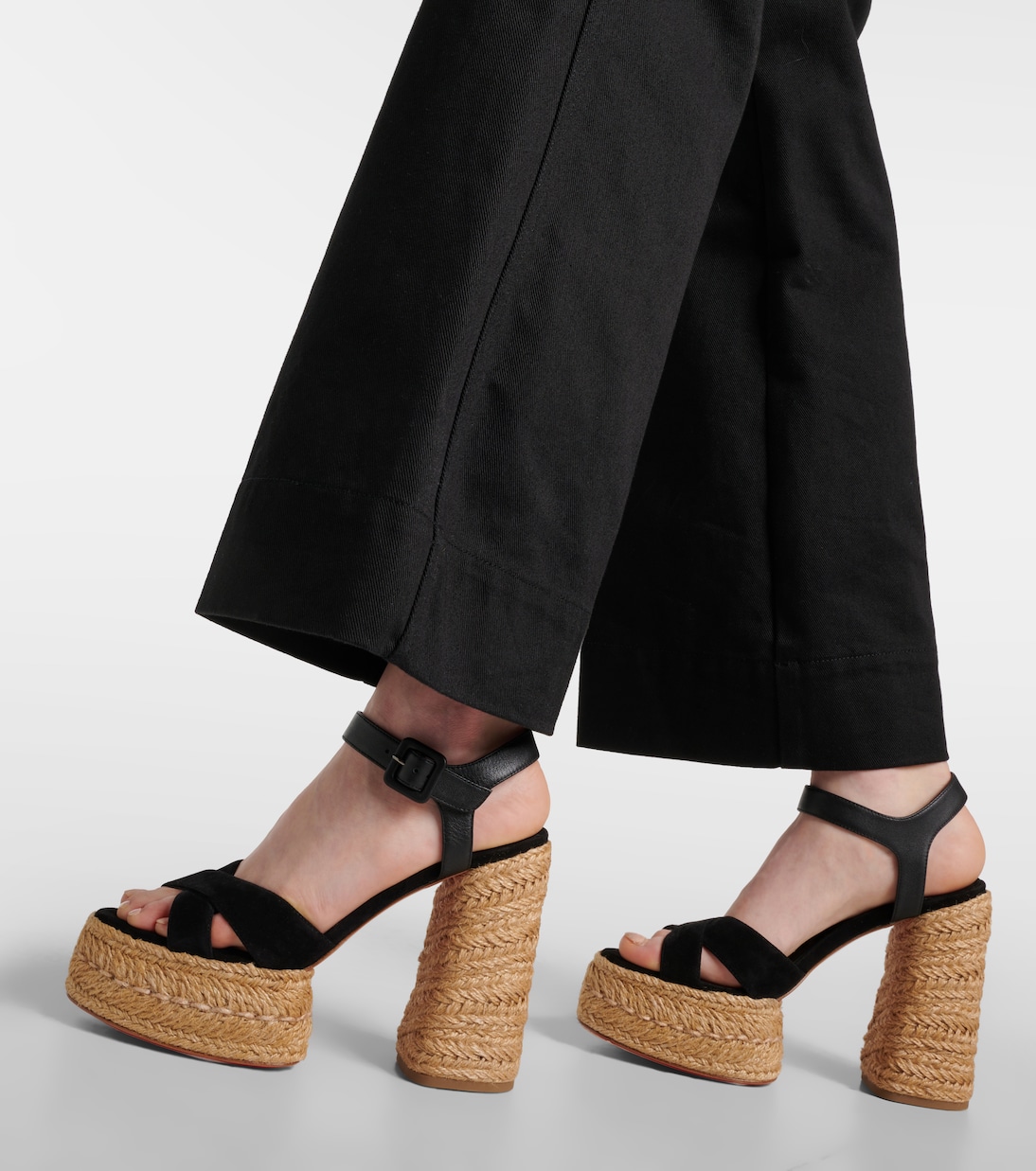 Супер Калакала 130 сандалии-эспадрильи из замши Christian Louboutin, Black/ Lin Black — фото 4