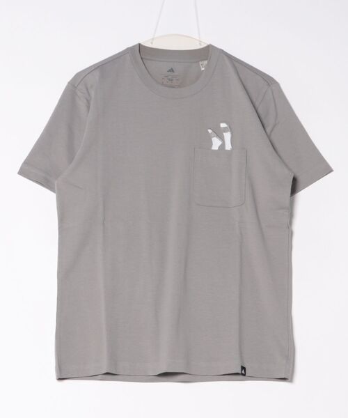 

Футболка adidas, принт, карман, серый