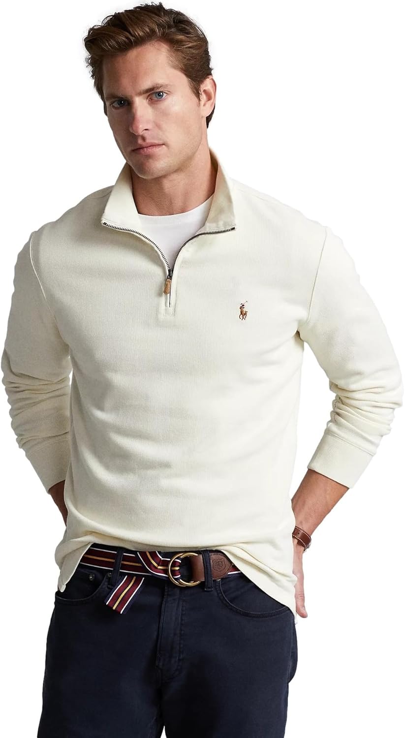 Polo Ralph Lauren мужская флисовая толстовка с длинным рукавом и молнией на четверть, Rl Parchment Cream — фото 2