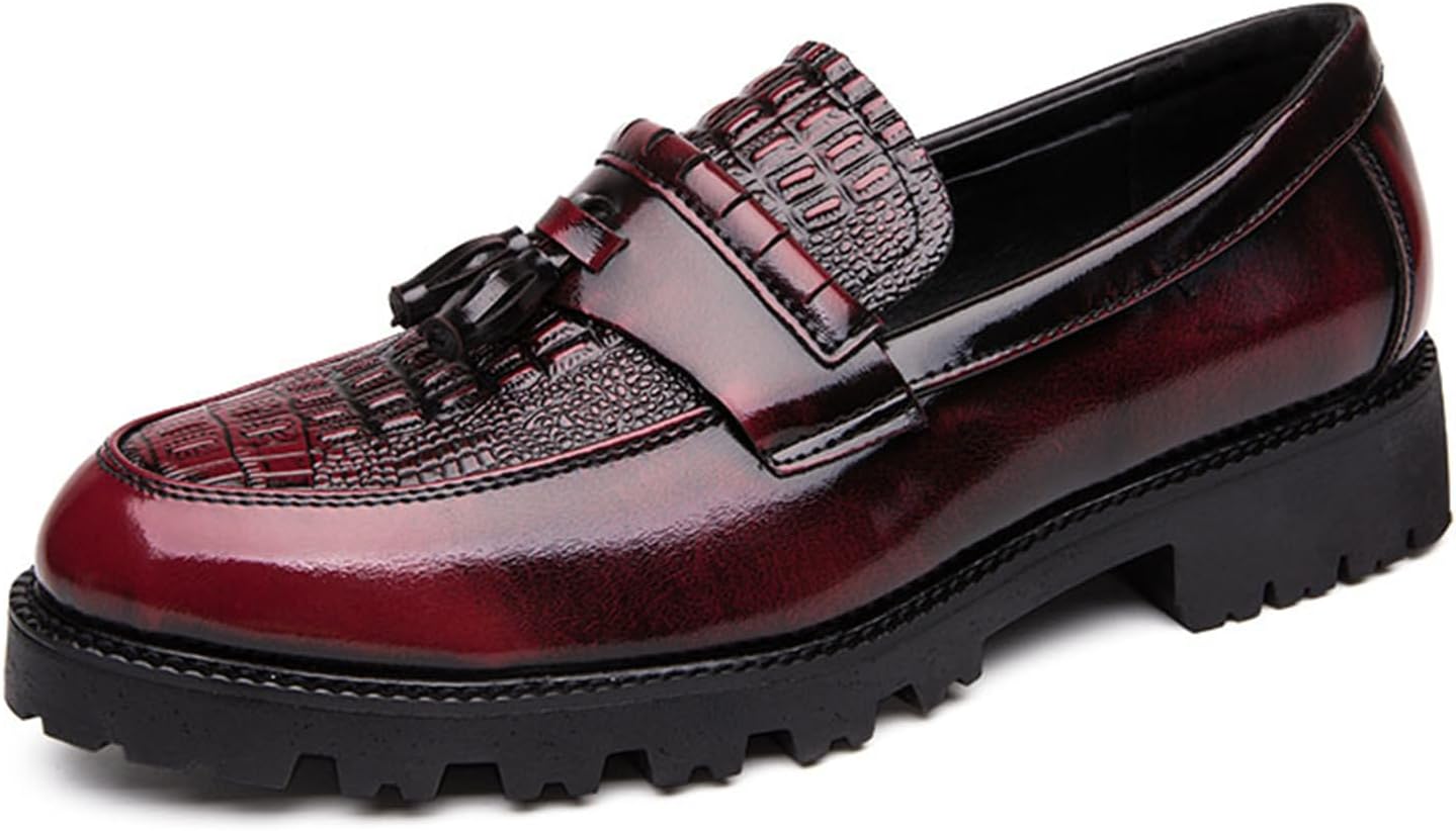 

Мужские лоферы из тисненой кожи крокодила, слипоны, классические туфли с толстой подошвой, блестящей отделкой, дышащей стелькой, для вечеринок, свадеб, официальных мероприятий и работы в офисе Psieicwm, красный