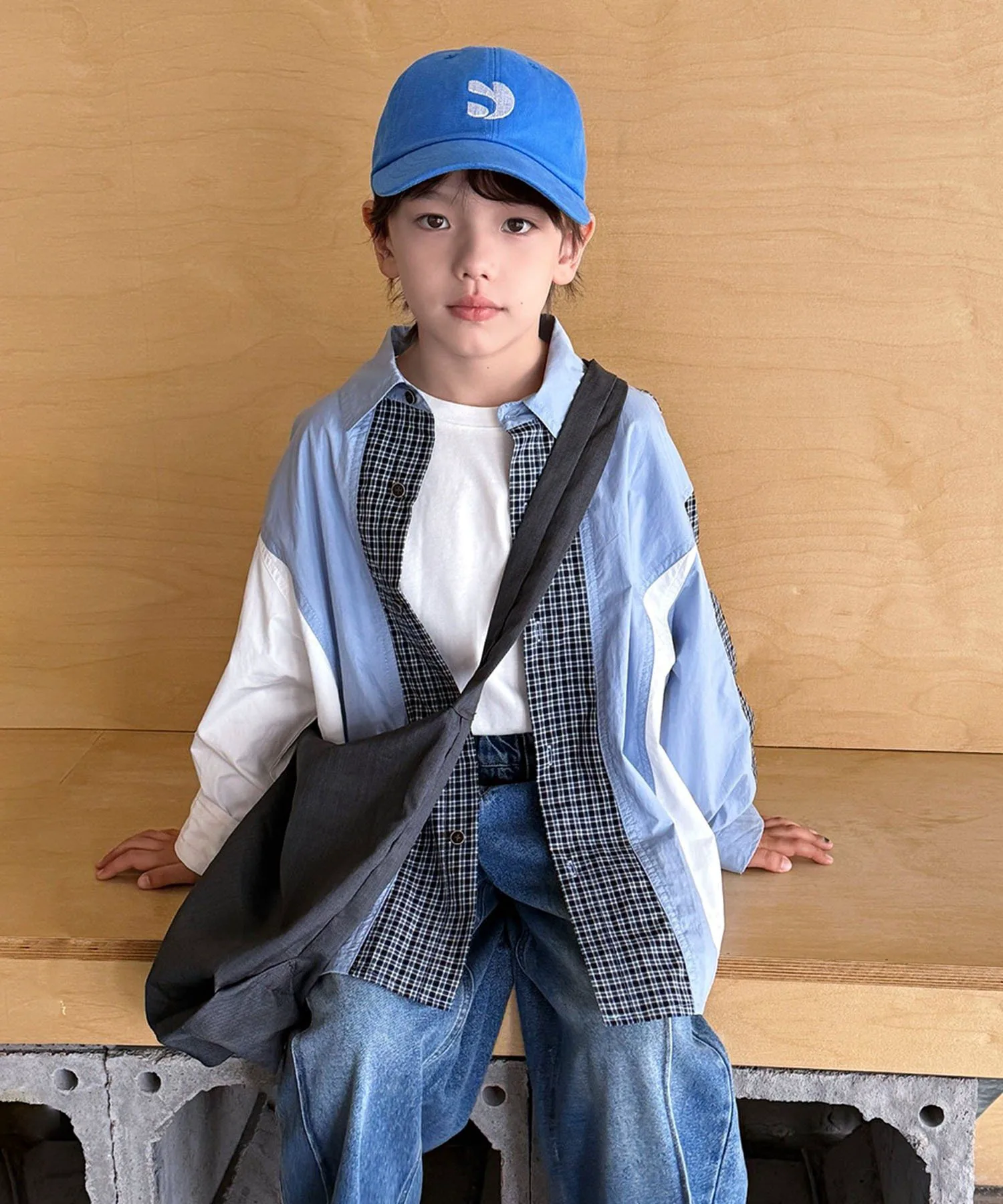 Рубашка в клетку с блочным рисунком Aimoha Kids, blue — фото 4