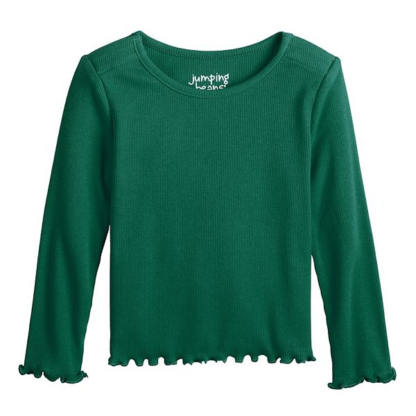 

Детская футболка с длинным рукавом rib tee для девочек 6-12 лет Jumping Beans, Vintage Moss