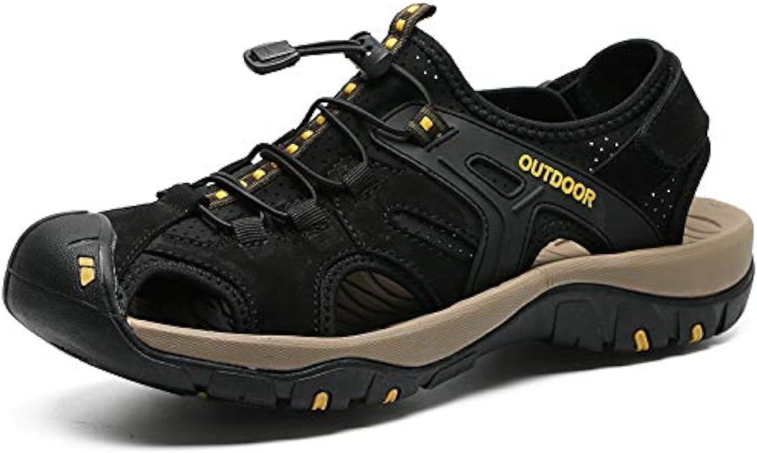 

Мужские спортивные сандалии LUODENGLANG для активного отдыха на открытом воздухе, походные сандалии с закрытым носком, водонепроницаемые сандалии, легкая повседневная летняя обувь для пляжа, дышащие, черный