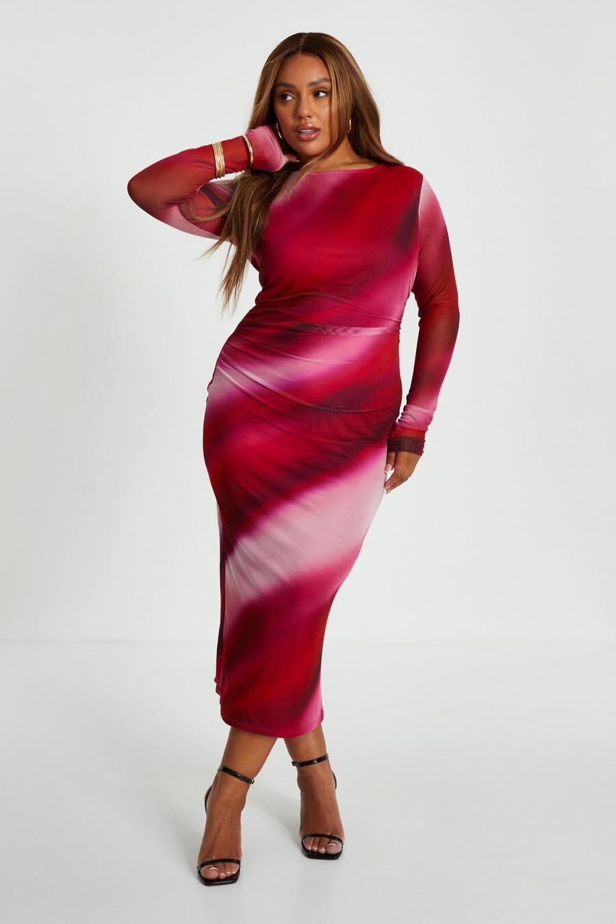 

Платье Curve Red Mesh Marble Midaxi QUIZ Clothing