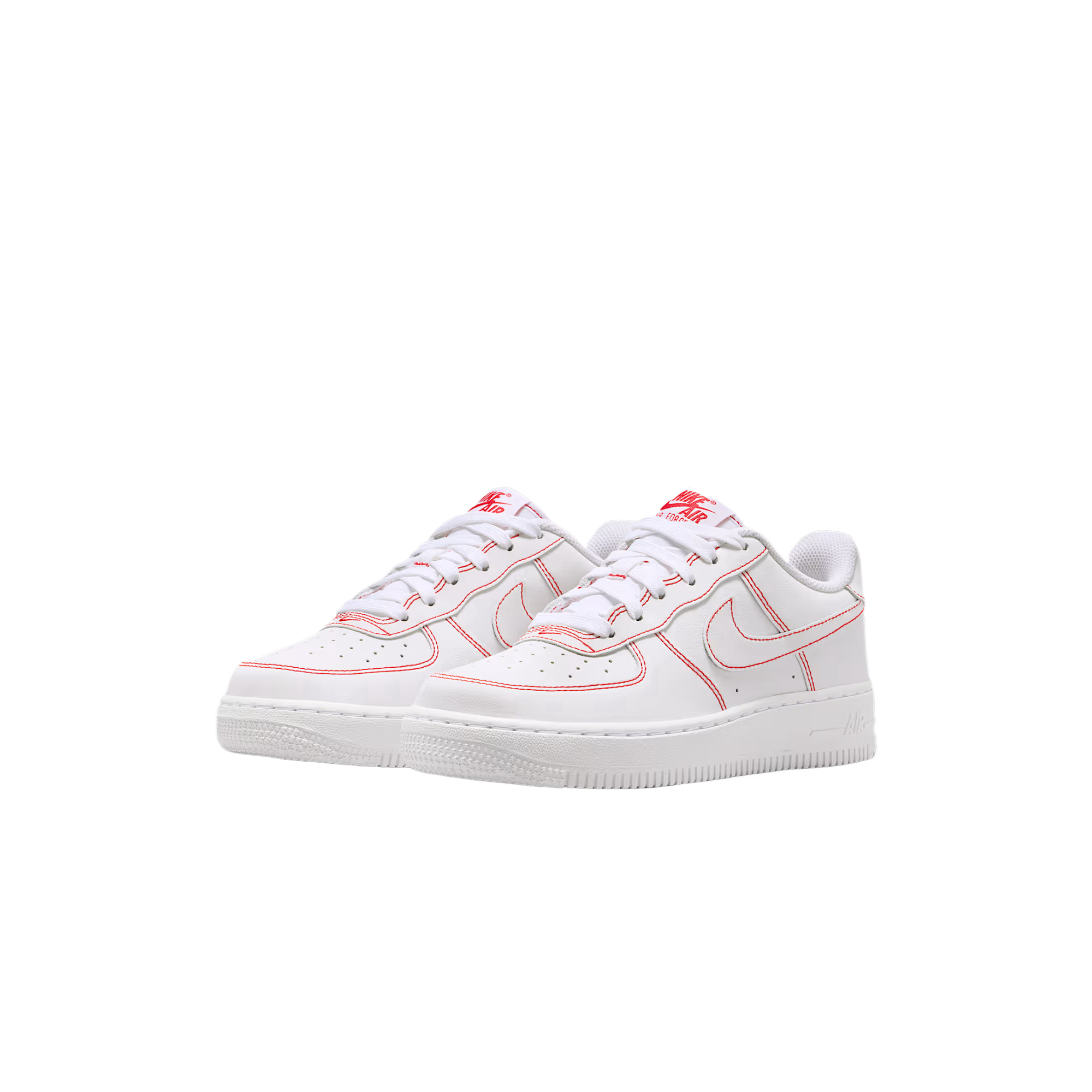 Детские тренировочные кроссовки Air Force 1 LV8 Leather Support Low top, унисекс Nike, белый/university красный — фото 4