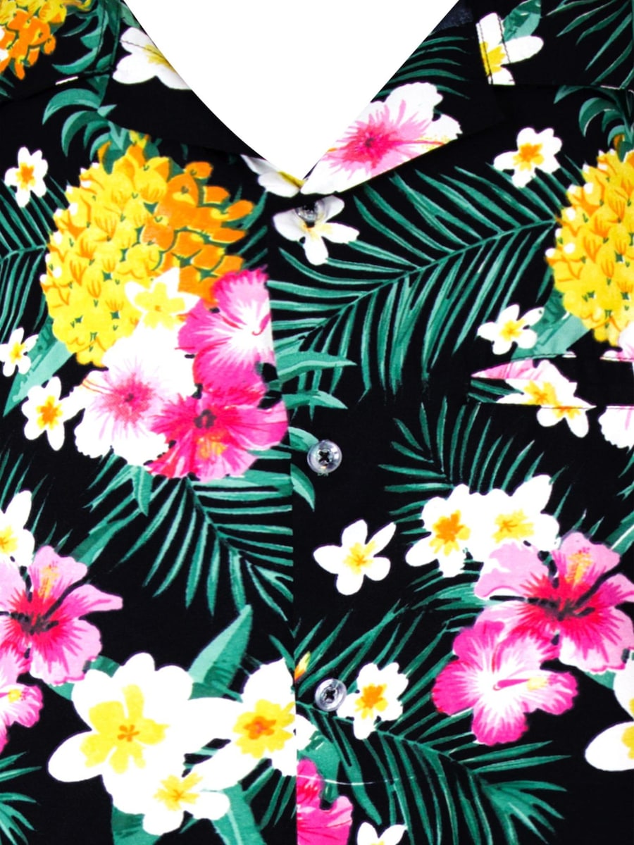 Рубашка на пуговицах классического кроя King Kameha Pineapple Flowers, черный — фото 3