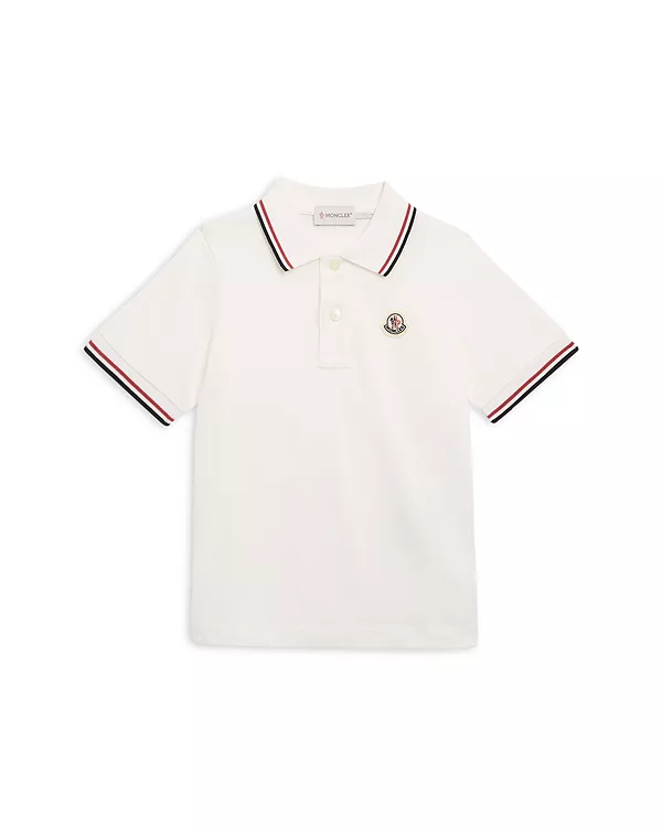 

Детская ребристая рубашка-поло из ткани манише. Moncler, бежевый