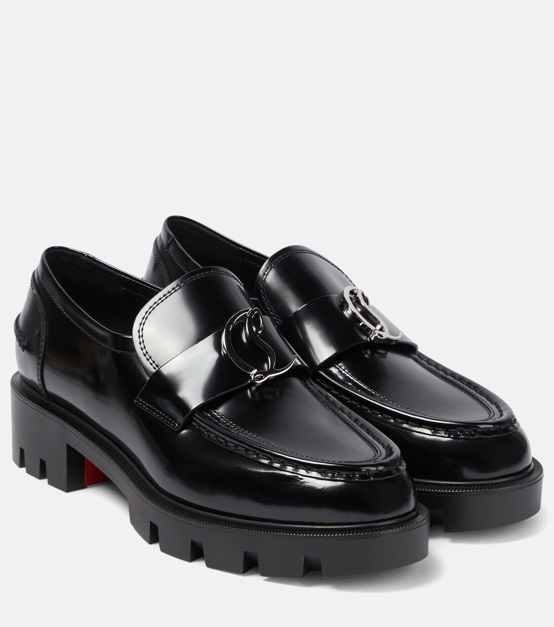 Кожаные лоферы CL Moc Lug Christian Louboutin, черный