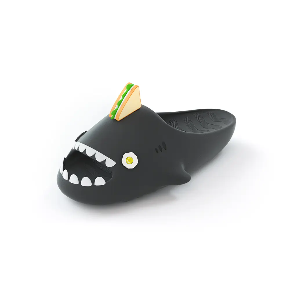 

HelloSlippers Акульи сэндвич слайдеры унисекс черные, цвет Black