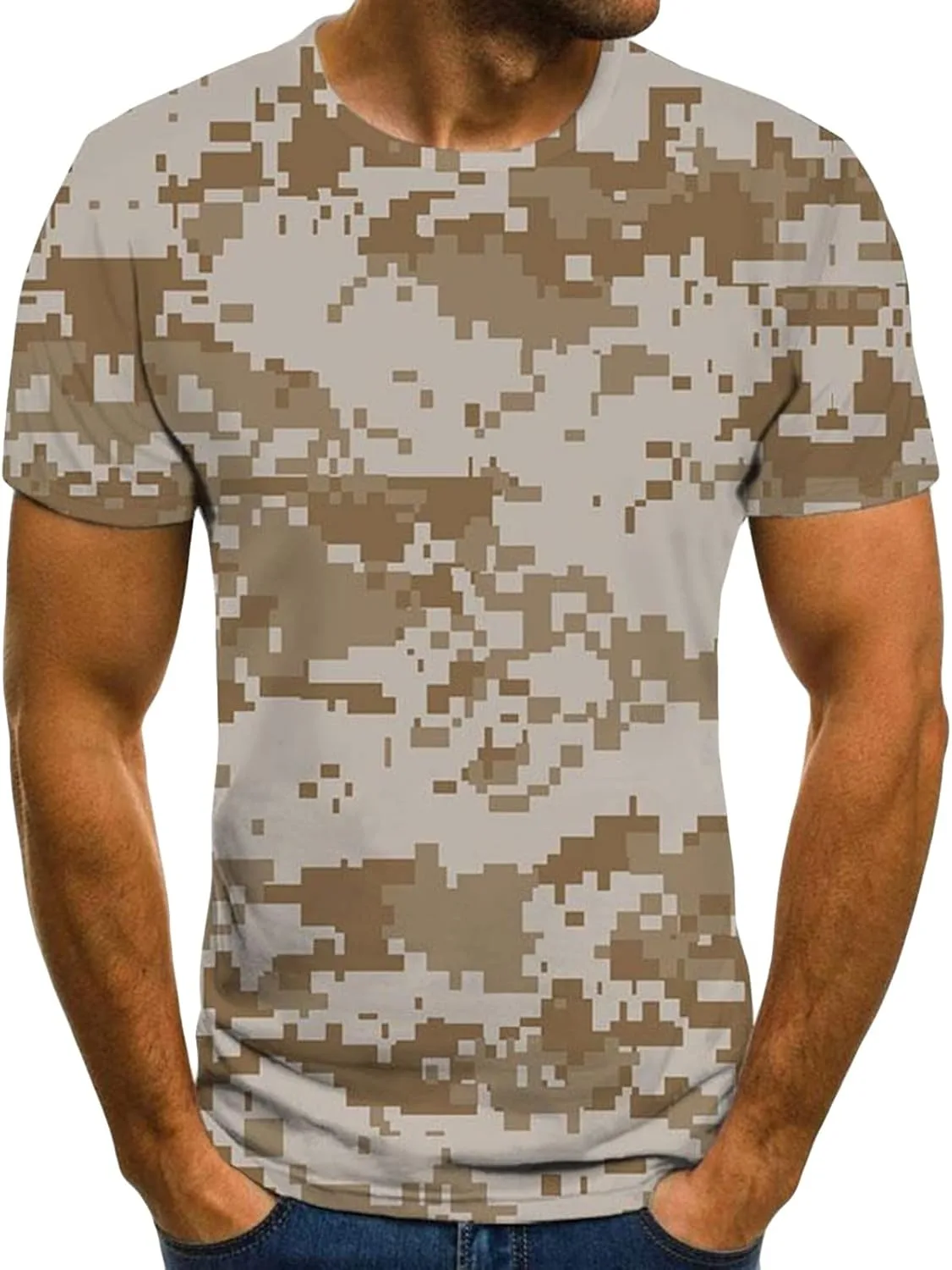 

Майифу-GJ мужская футболка Camo Crewneck Stretchy Camouflage Maiyifu-GJ