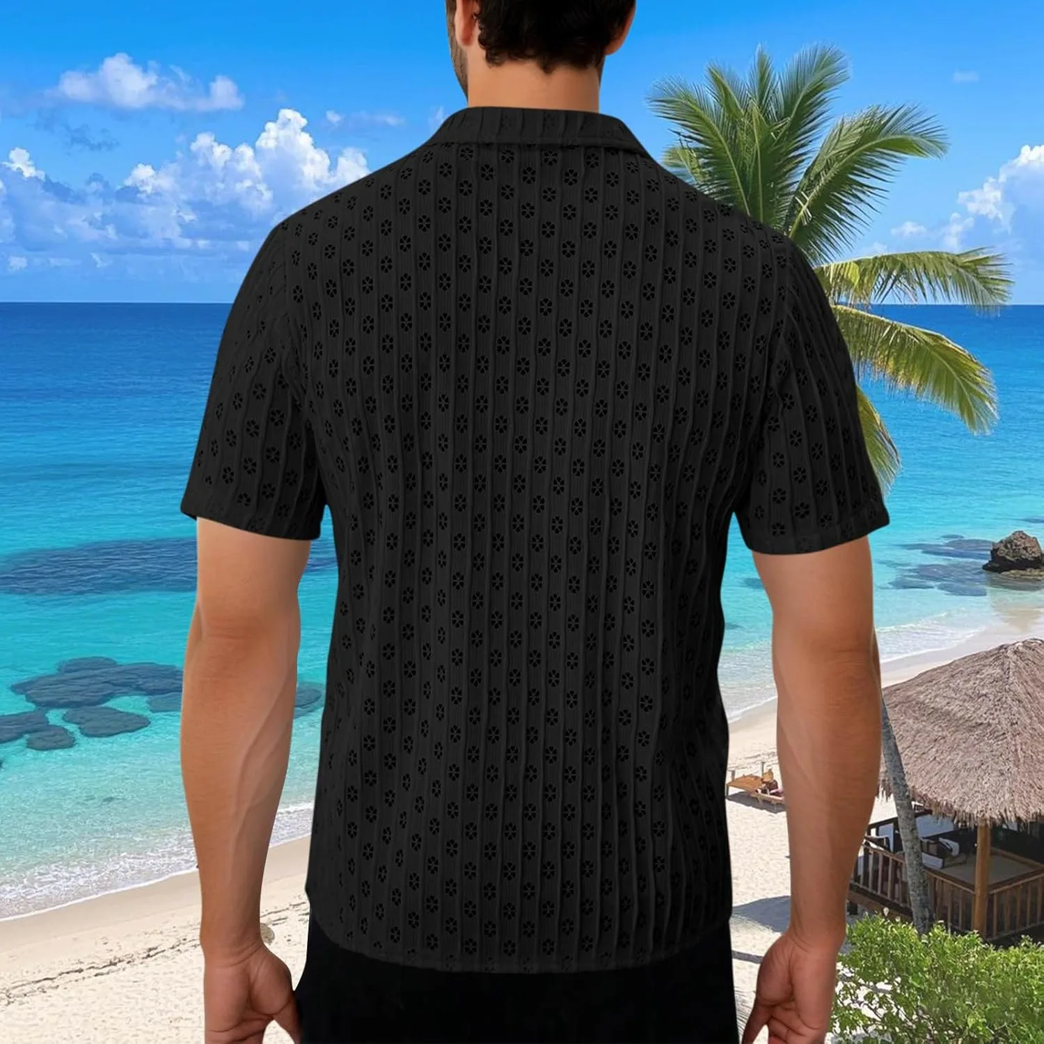 Мужская рубашка Guayabera с длинным рукавом, летняя, дышащая — фото 4
