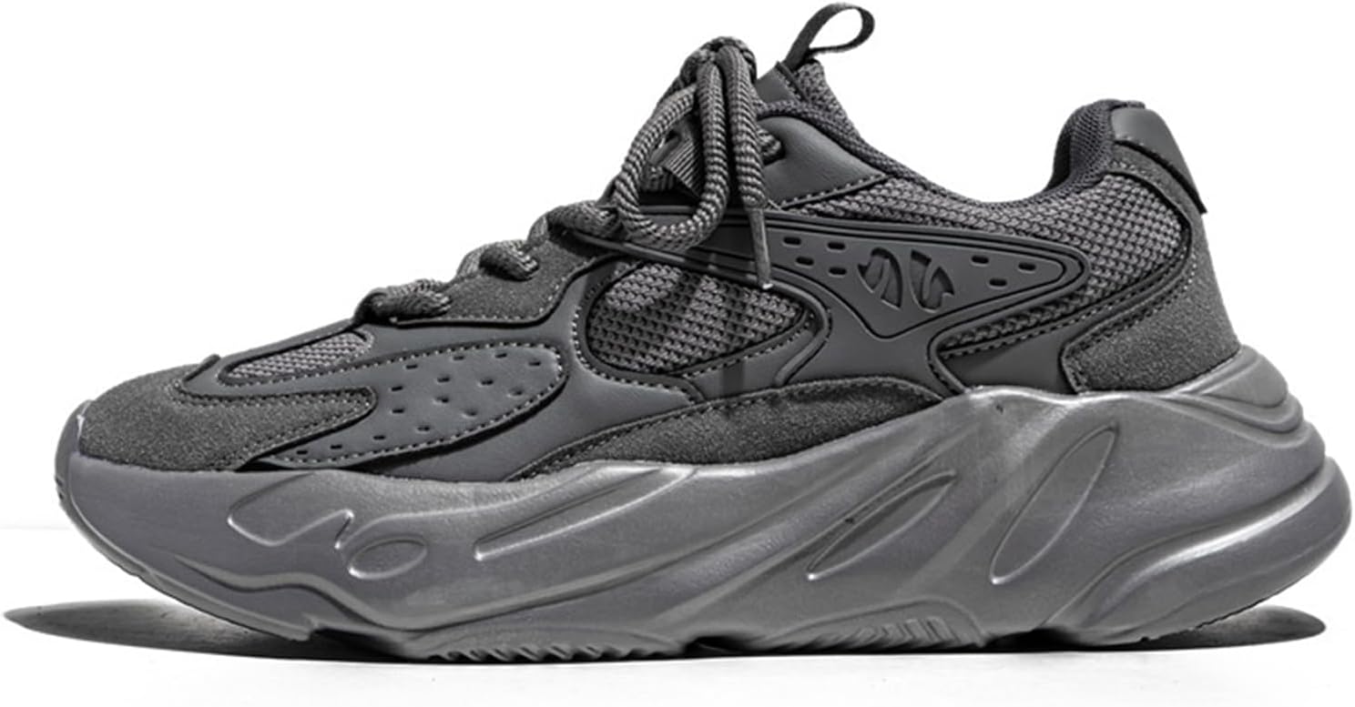 

Мужские кроссовки с ретро-стилем, массивной подошвой, шнуровкой типа «папа», сетчатые, из замши и кожи, легкие, с круглым носком, спортивно-повседневные, для ежедневных поездок, прогулок и отдыха Tengfeifly, серый