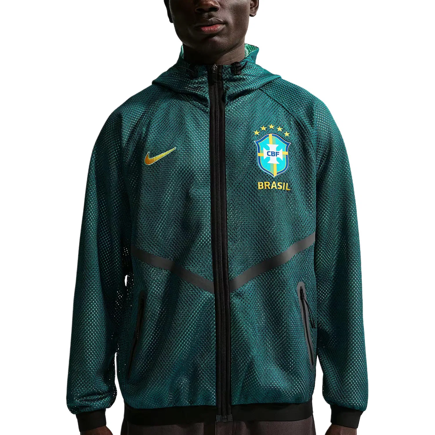 Куртка футбольная мужская Brazil Dri-FIT Anthem Nike, Geode Water Duck Cyan/Light Mint Green/Zhongxi Gold