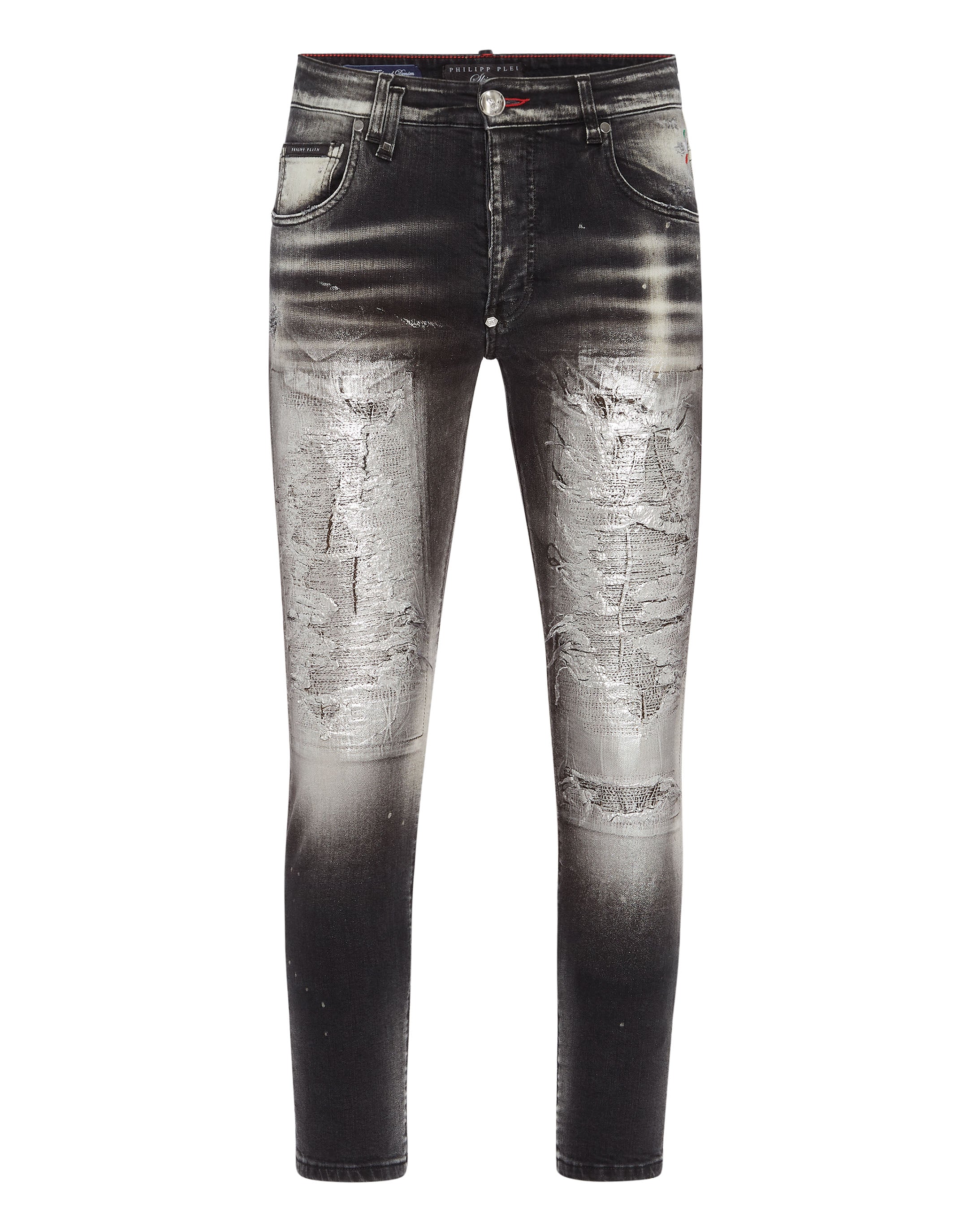 

Джинсовые брюки облегающего кроя PHILIPP PLEIN, цвет black panter