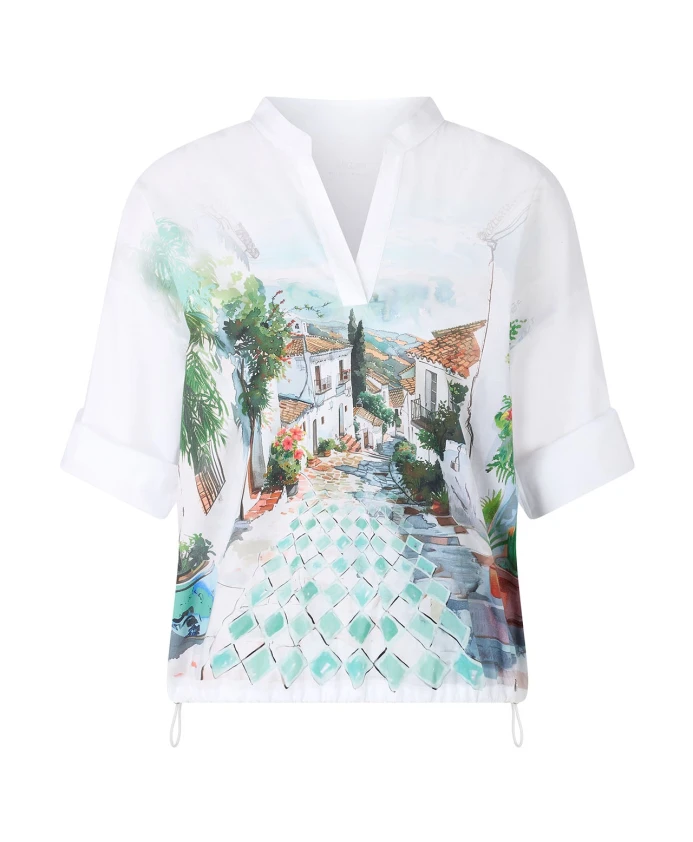 

Блузка-Рубашка свободного кроя с принтом Marc Cain, мультиколор