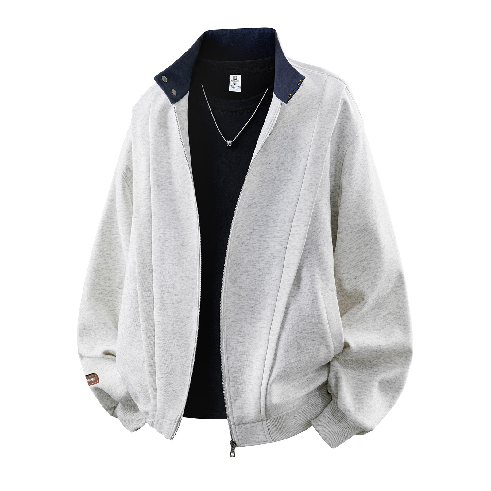 

Свитшот Unisex Stand Collar Moderate Cardigan WARRIOR, белый heather серый[free diy badge]