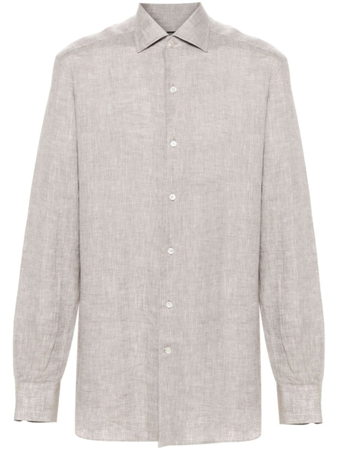 

Zegna льняная рубашка из ткани шамбре, нейтральный цвет
