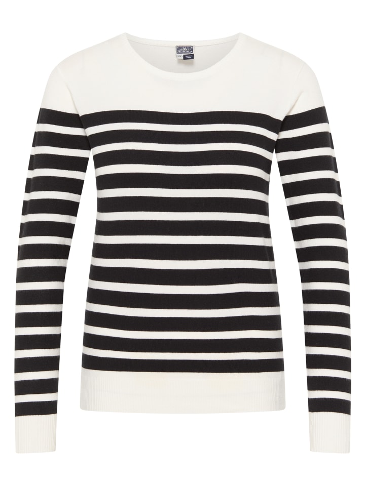 

Женский вязаный свитер в кремово-белом и черном цветах DreiMaster Maritim