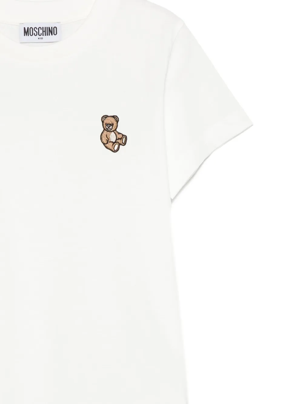 Футболка с вышитым плюшевым мишкой Moschino Kids, белый — фото 3