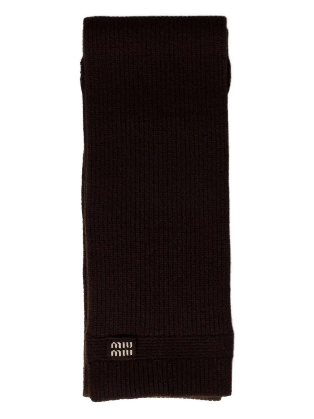 

Кашемировый шарф с логотипом MIU MIU, коричневый