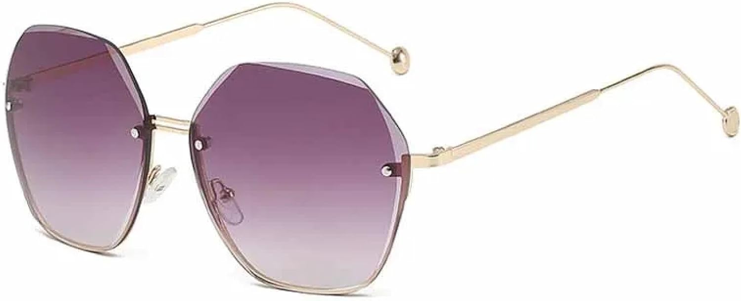 

Модные безрамочные многоугольные солнцезащитные очки в стиле ретро, ​​классика, роскошь, для вождения и путешествий, защита от УФ-излучения UV400 TKKTLLT, Gold Gradient Gray