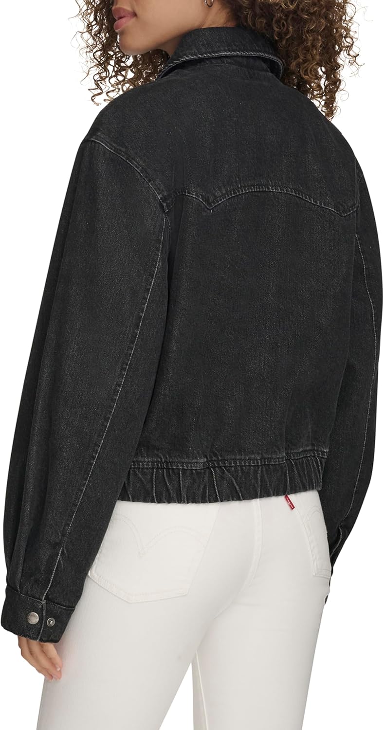 Женская джинсовая куртка-бомбер Levi's в стиле вестерн, Black Wash Denim — фото 4