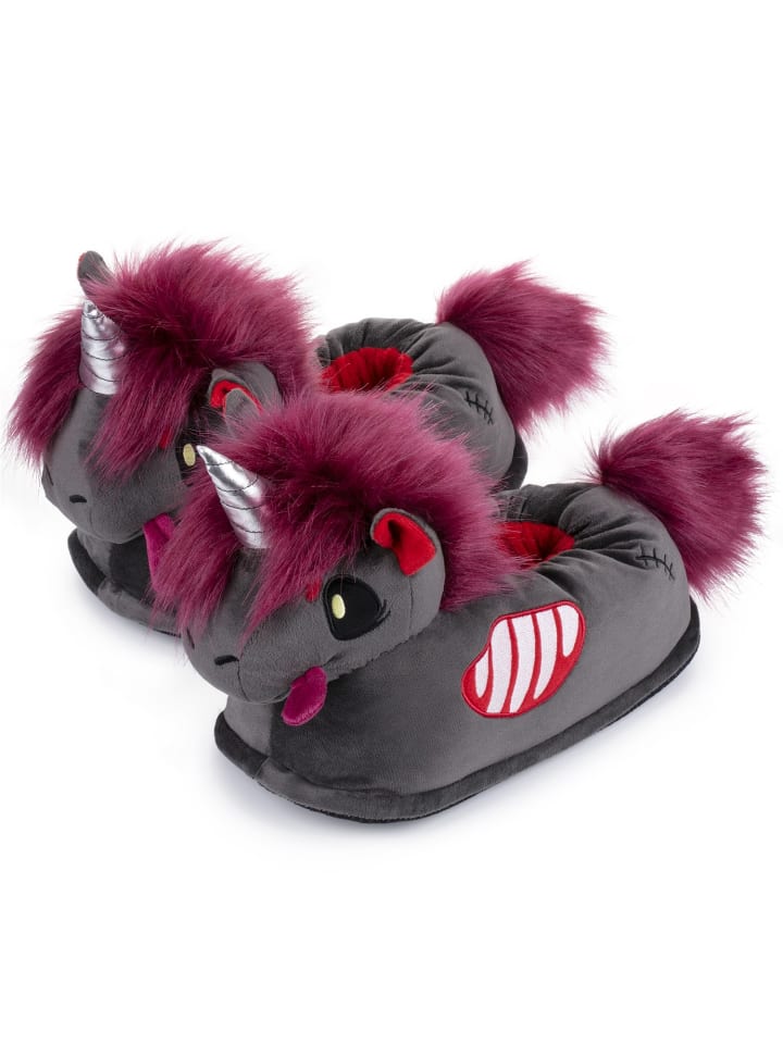 

Тапочки Панк-единорог, универсальный размер, антрацитово-красный Corimori