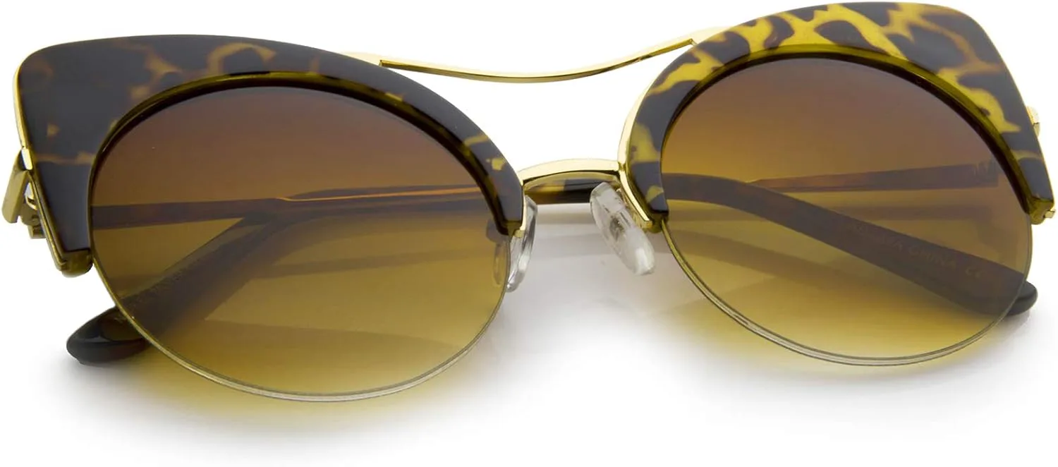 

Женские солнцезащитные очки zeroUV в полуободковой оправе с заостренными плоскими линзами, круглые, в форме «кошачий глаз», диаметр линз 51 мм, Tortoise / Amber