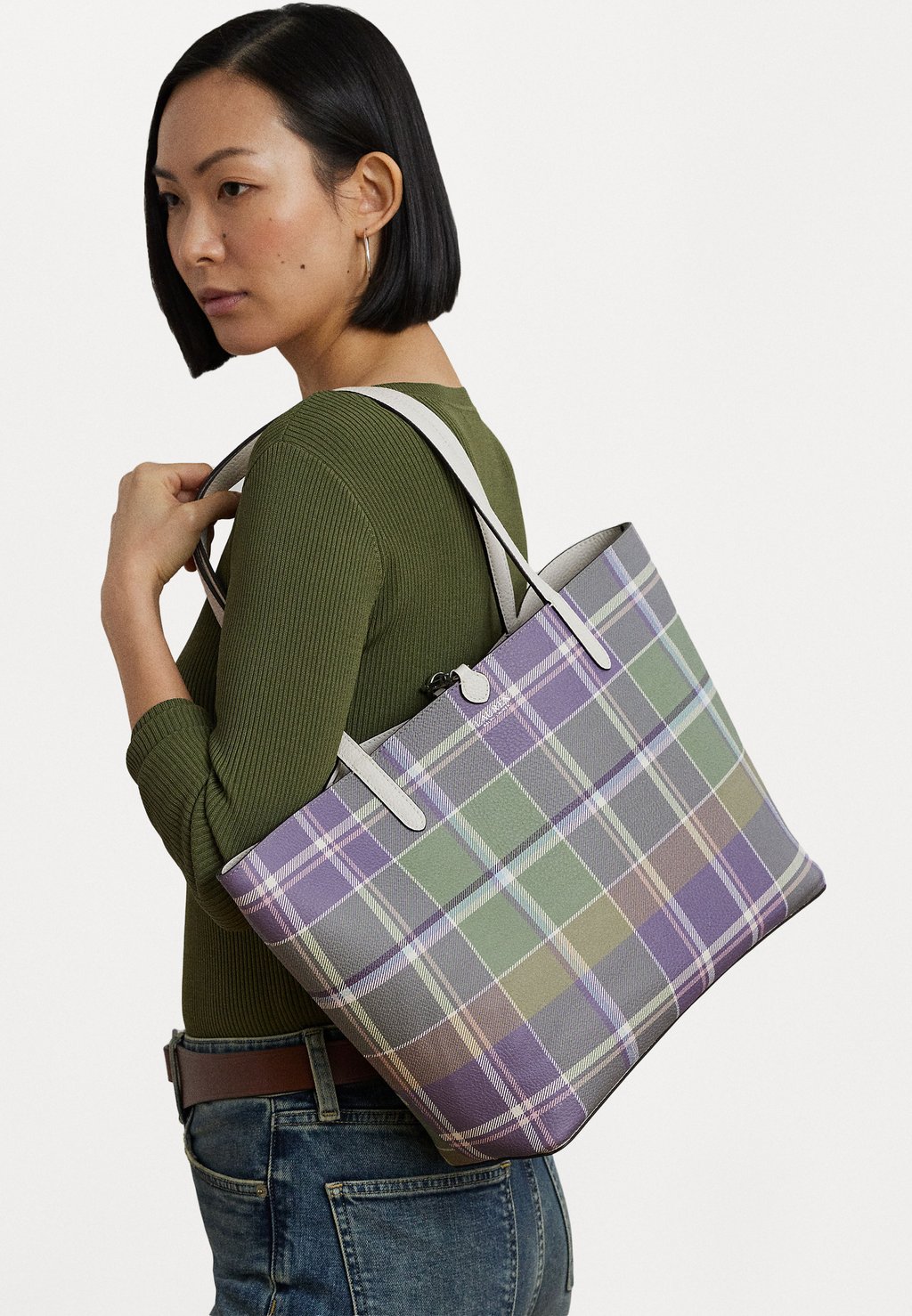 

Сумка-тоут FAUX LEATHER LARGE REVERSIBLE TOTE BAG Lauren Ralph Lauren, кремовый