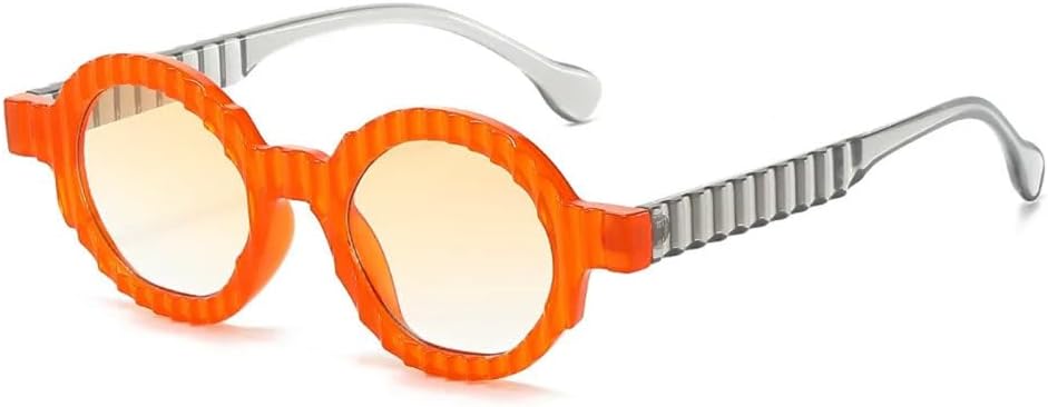 

Модные винтажные солнцезащитные очки в круглой полосатой волнообразной оправе для женщин и мужчин, в стиле панк, хип-хоп, с защитой от УФ-излучения UV400 MTZJH, Orange Yellow
