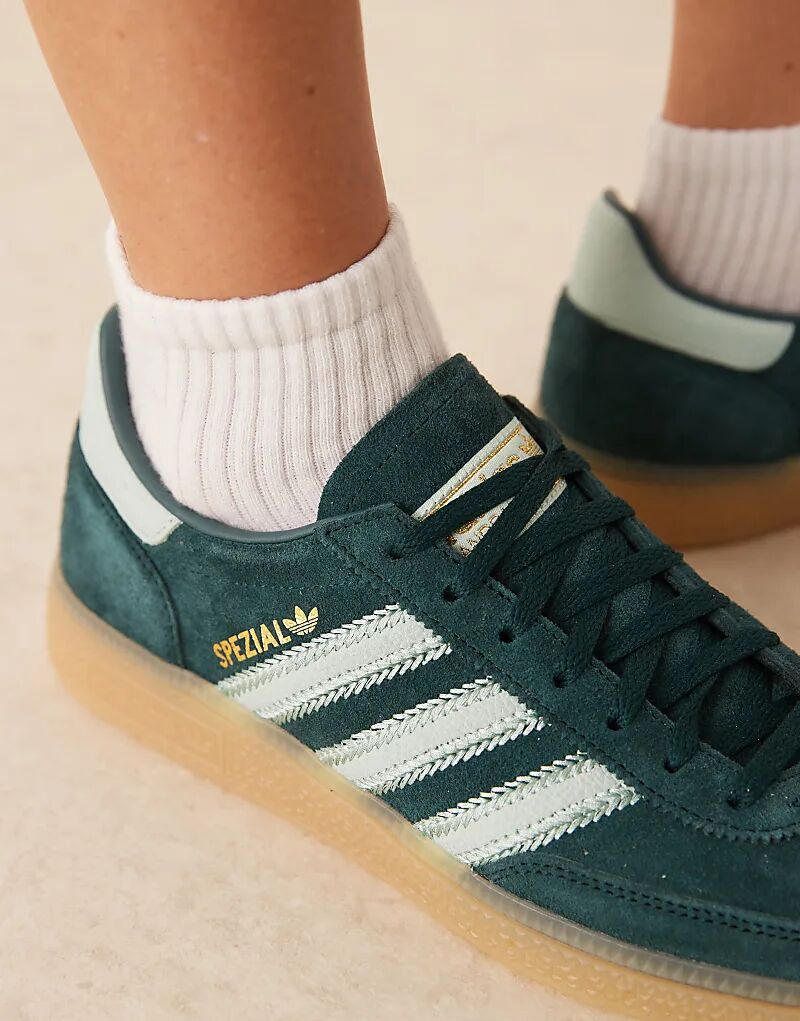 Темно-зеленые кроссовки adidas Originals Handball Spezial с резиновой подошвой — фото 4