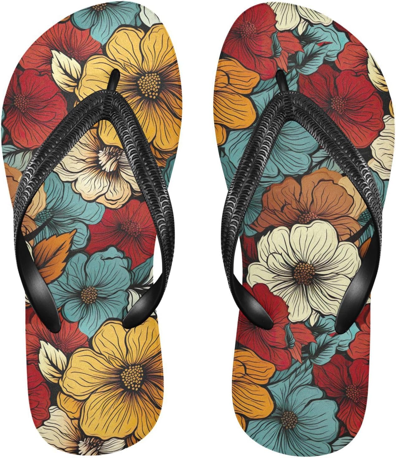 

Сланцы SPRIPORT с акварельным маком, тонкие для женщин и мужчин, удобные повседневные шлепанцы с амортизирующей стелькой и нескользящей резиновой подошвой для улицы, пляжа и летних прогулок, Multicoloured