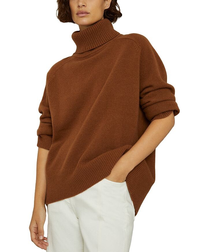 

Свитер с высоким воротником из смесовой шерсти REISS Eliza, коричневый/бежевый