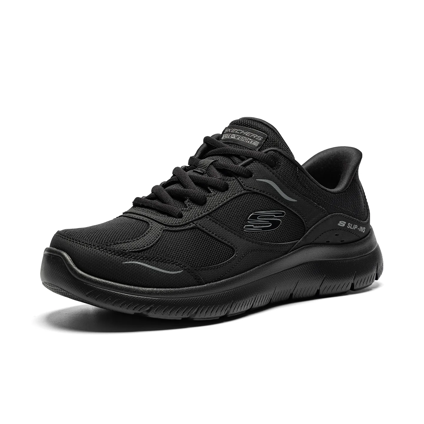 Skechers Slip ins Textile, Synthetic Leather Low top Running Shoes Men's All Black — фото 3