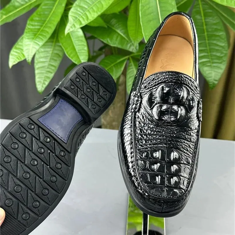 Лоферы крокодиловая кожа Classic Black, черный — фото 3
