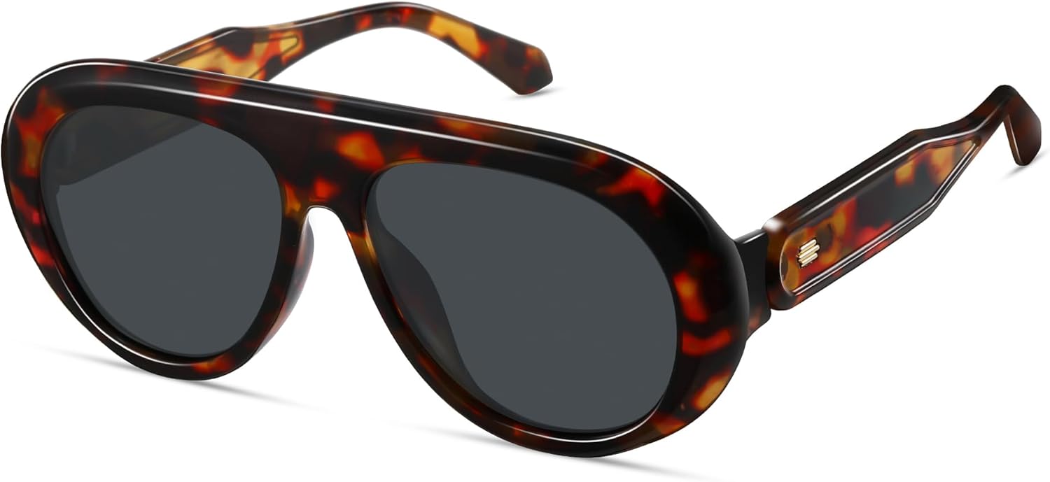 

Большие поляризованные солнцезащитные очки-авиаторы для женщин и мужчин, ретро-очки круглой формы, модные солнцезащитные очки в стиле 70-х, винтажные солнцезащитные очки CL014 Colrea, Tortoise Frame/Black Lenses