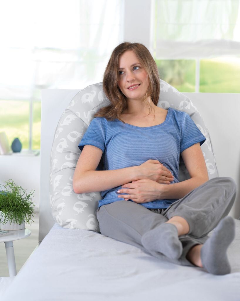 

Подушка для кормления Theraline The Comfort с наполнителем из микрошариков, включая чехол 180 см, цвет: 42 джерси серый