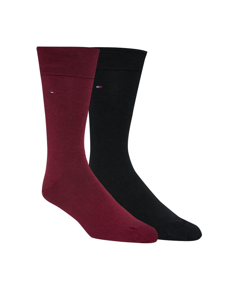 Мужские однотонные носки (2 шт) Tommy Hilfiger, Burgundy/Black — фото 2