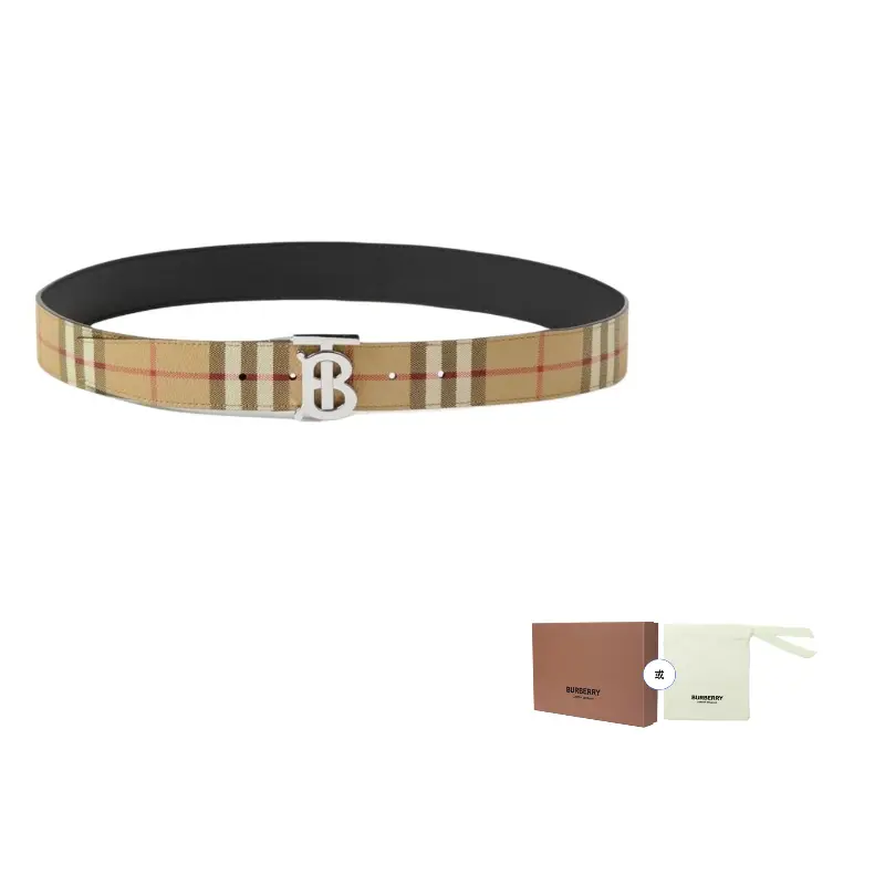 

Burberry Винтажный реверсивный ремень в клетку, Beige