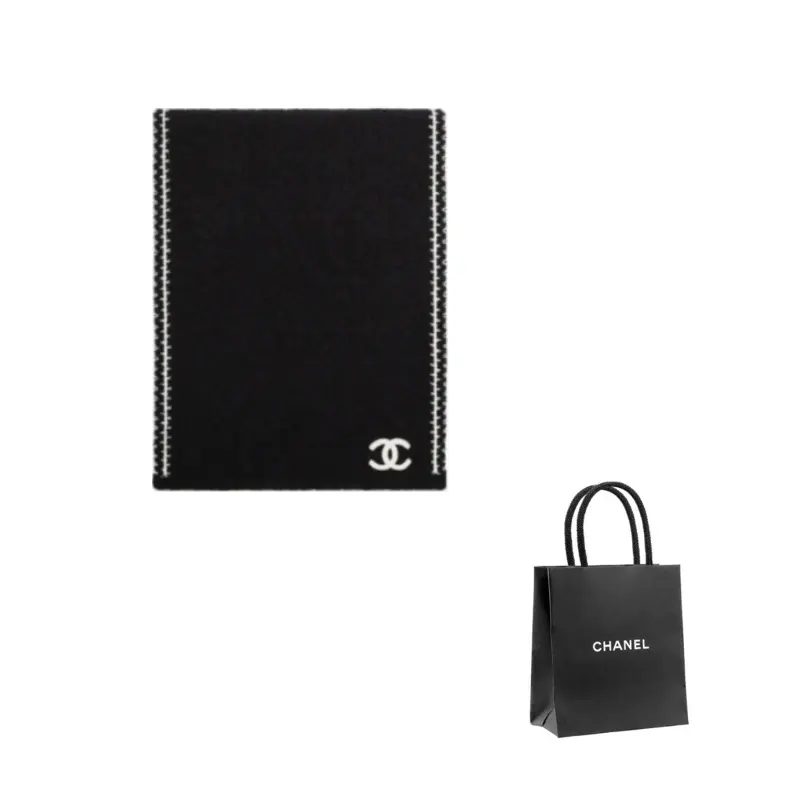 

Chanel Вязаный шарф унисекс, черный