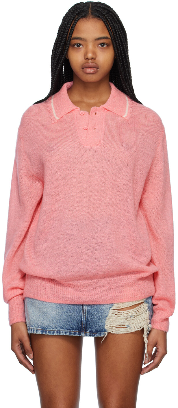 

Розовая футболка-поло «Разрушенный» We11done, Розовый;красный, Розовая футболка-поло «Разрушенный» We11done