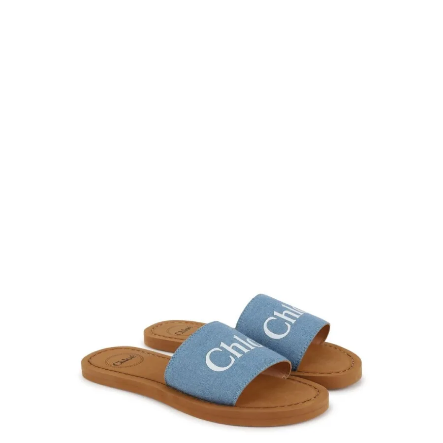 Слайдеры Chloé с круглым носком и логотипом, синий — фото 4