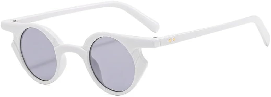 

Солнцезащитные очки с защитой UV400 | Маленькие круглые панк-очки с градиентным двухцветным рисунком и заклепками | для женщин и мужчин, для занятий спортом на открытом воздухе и вождения DSVIGF, White-lightgray